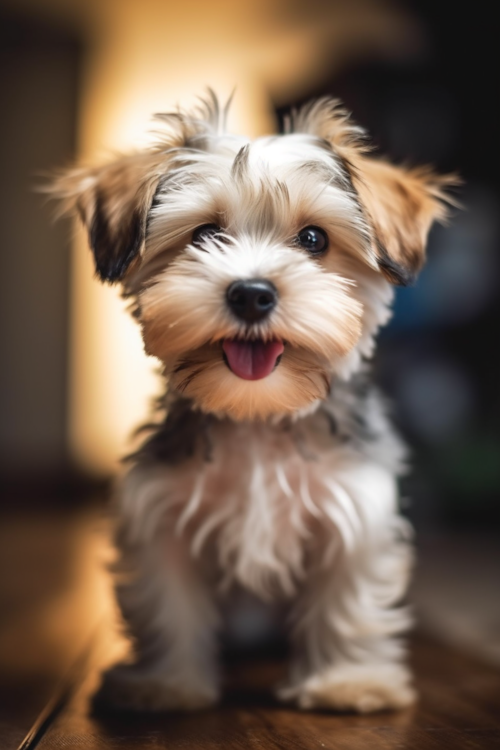 Content Morkie puppy