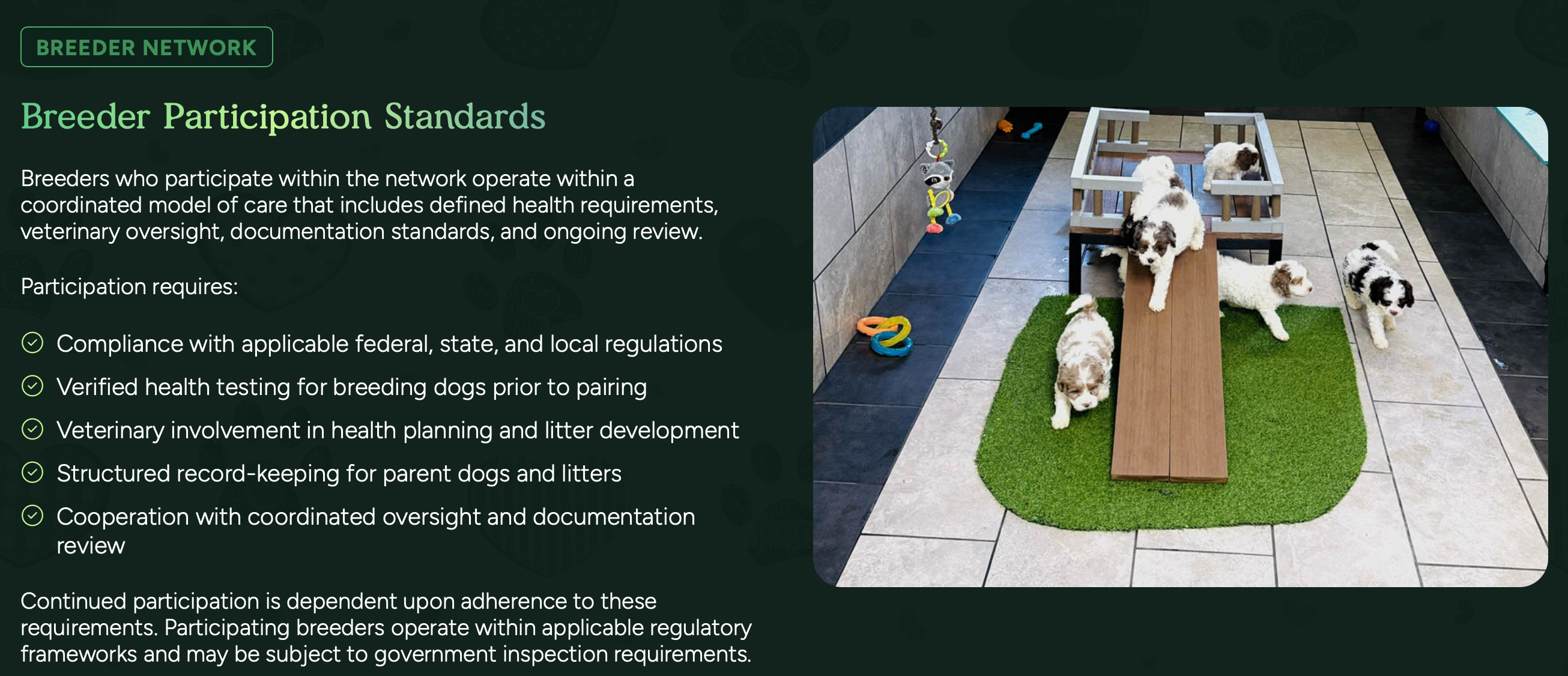 pilesgrove pups breeder standards