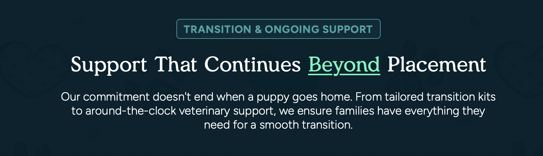 transition and ongoing support for customers at pilesgrove pups