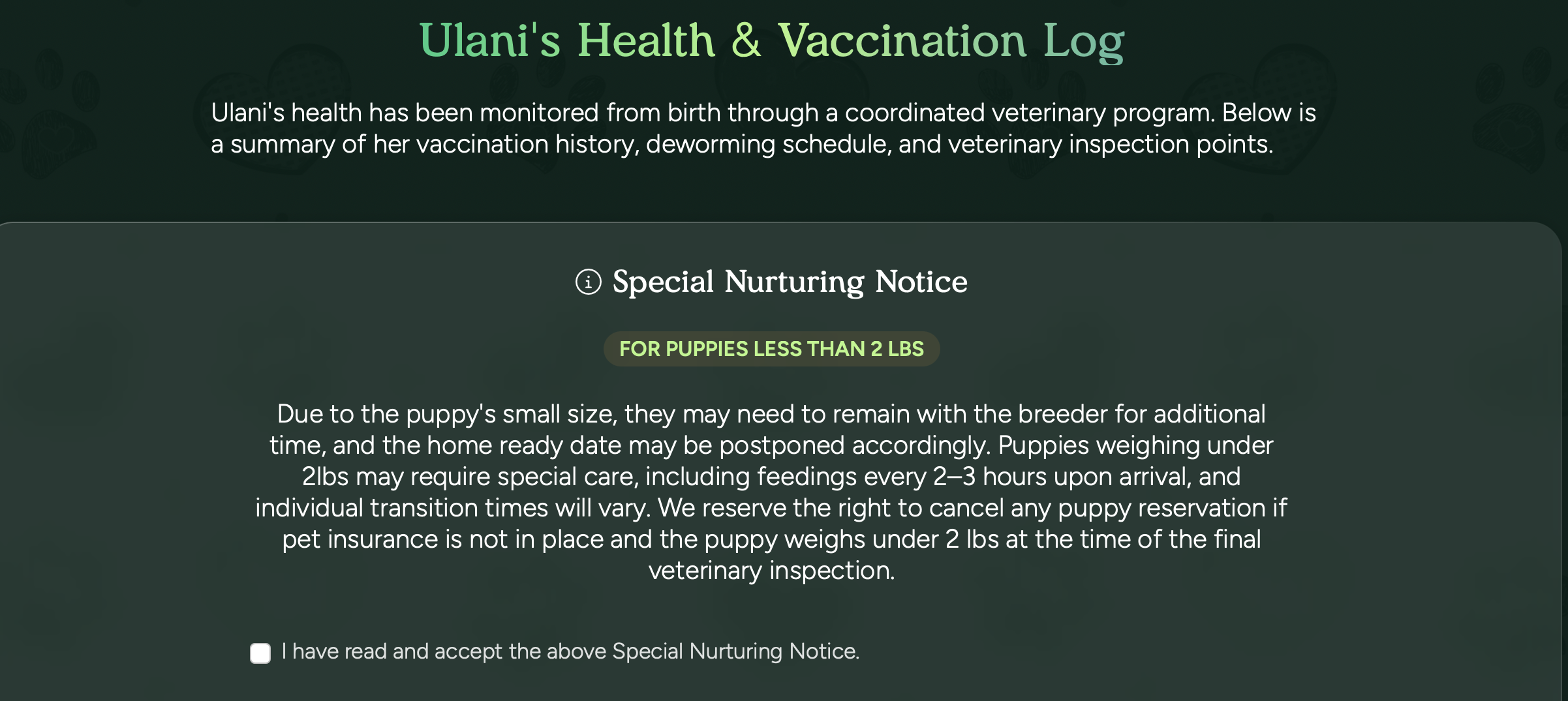 health updates of puppy profiles at pilesgrove pups