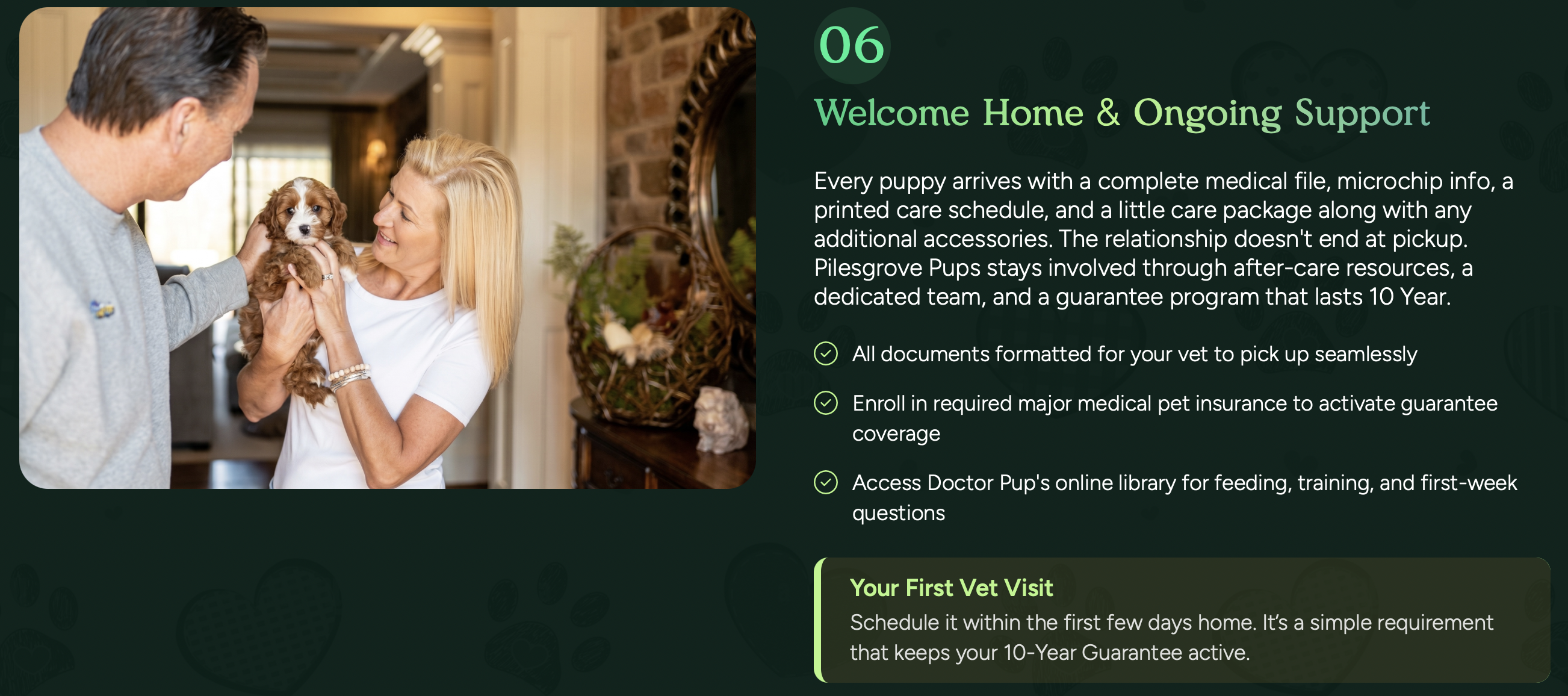 ongoing customer support at pilesgrove pups