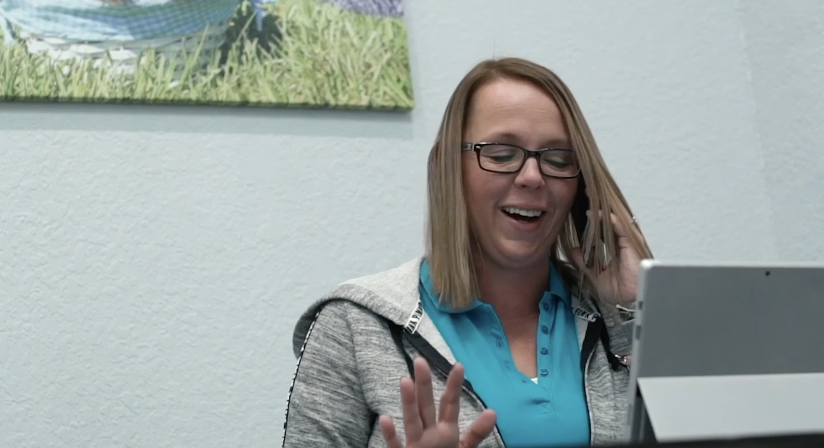 pilesgrove pups employee guiding customers - customer support at pilesgrove pups